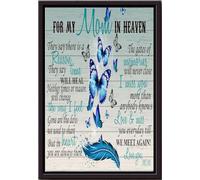 YAASIMOULE Póster Para mi mamá en el cielo, arte de pared para la maternidad, regalo para funeral, amante de las mariposas, decoración del hogar, impresiones en lienzo mate enmarcadas para el Día de
