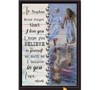 YAASIMOULE Póster personalizado con frases de Madre e hija en la playa, Nunca olvides que te amo, mamá, arte de pared, regalo para el Día de la Madre, impresiones en lienzo mate enmarcadas.