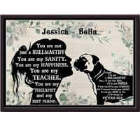 YAASIMOULE Póster personalizado de bulldog, terapeuta, mejor amiga, arte de pared, regalo para amantes de los perros, cachorros de acogida, impresiones en lienzo mate enmarcadas.