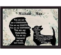 YAASIMOULE Póster personalizado de Chihuahua, mejor amigo, terapeuta, arte de pared, regalo para amantes de los perros, cachorros de acogida, impresiones en lienzo mate enmarcadas.