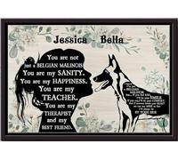 YAASIMOULE Póster personalizado de pastor belga malinois, mejor amiga, terapeuta, arte de pared, regalo para amantes de los perros, cachorros de acogida, impresiones en lienzo mate enmarcadas.