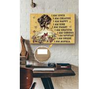 YAASIMOULE Póster personalizado I Am Hippie Girl, arte de pared para mujer, regalo para decoración del hogar, lienzo de inauguración de la casa, galería envuelta, enmarcada, idea de impresión.