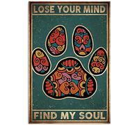 YAASIMOULE Póster Pierde la cabeza y encuentra tu alma diseño de perro gato pata mascota cita hippie con estampado indio arte pared decoración del hogar