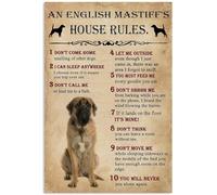 YAASIMOULE Póster Reglas de la casa un mastín inglés para enamorados decoración pared