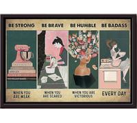 YAASIMOULE Póster rosa enmarcado en lienzo mate para chica, sé fuerte, valiente, humilde y ruda todos los días