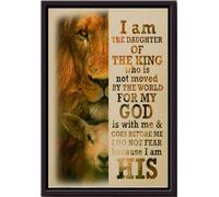 YAASIMOULE Póster Soy la hija del rey, arte de pared con animales, regalo para amantes de los leones, decoración del hogar, sala de estar, impresiones en lienzo mate enmarcadas.
