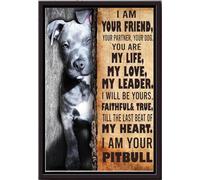 YAASIMOULE Póster Soy tu amigo, eres mi vida, arte de pared con animales, regalo para amantes de los perros, Pitbull Foster, impresiones en lienzo mate enmarcadas.