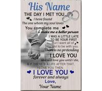 YAASIMOULE Póster Su nombre, el día que te conocí, arte de pared de amor, regalo para amantes, novios, novias, almas gemelas, esposas, novios, cariños, decoración del hogar, lienzo, galería, envuelto