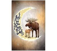 YAASIMOULE Póster Te amo hasta la luna y más allá frase de amor alce padre madre hijo e hija horizontal arte pared decoración del hogar
