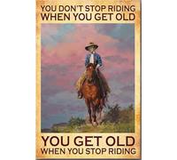 YAASIMOULE Póster Te haces viejo cuando dejas de montar, galería de caballos corriendo, lienzo, arte de pared, regalo para jinete, decoración de granja, idea de impresiones enmarcadas y envueltas