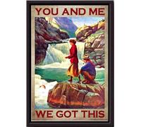 YAASIMOULE Póster vintage de pesca Tú y yo tenemos esto, regalo para pareja, boda, amante, marido, esposa, impresiones en lienzo mate enmarcadas.