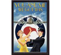 YAASIMOULE Póster vintage Tú y yo tenemos esto, arte de pared de aviación, regalo para ingenieros de vuelo, asistentes, pilotos, amantes de los aviones, pareja, impresiones en lienzo mate enmarcadas.