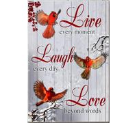 YAASIMOULE Póster Vive cada momento, ríe, ama más allá de las palabras, decoración de pared, regalo para amantes de los colibríes, flores, pareja, boda, casa, inauguración de la casa, lienzo, galería