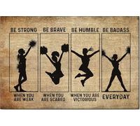 YAASIMOULE Póster y lienzo de animadoras Sé fuerte y valiente, arte de pared, decoración del hogar, regalo de cumpleaños para novia e hija.