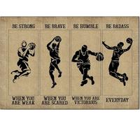 YAASIMOULE Póster y lienzo de baloncesto Sé fuerte, valiente, arte de pared, decoración del hogar, regalo de cumpleaños para niño e hijo de mamá y papá