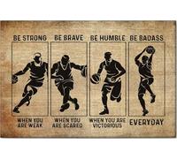 YAASIMOULE Póster y lienzo de baloncesto Sé fuerte y valiente, arte de pared, decoración del hogar, regalo de cumpleaños para novio e hijo.