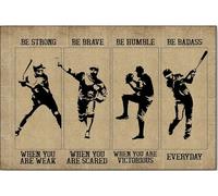 YAASIMOULE Póster y lienzo de béisbol Sé fuerte, valiente, arte de pared, decoración del hogar, regalo de cumpleaños para niño e hijo de mamá y papá