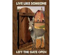 YAASIMOULE Póster y lienzo de burro con motivación: Vive como si alguien hubiera dejado la puerta abierta, arte de pared para la vida en el campo, decoración del hogar para amantes de los granjeros.
