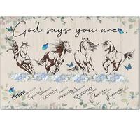 YAASIMOULE Póster y lienzo de caballo con la frase Dios dice que eres, arte de pared, decoración del hogar, regalo de cumpleaños para el Día de la Madre para una mamá que ama a su niña.
