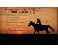 YAASIMOULE Póster y lienzo de caballo personalizado con citas inspiradoras de El paseo llamado vida, arte de pared con nombre personalizado, decoración del hogar para un amante.