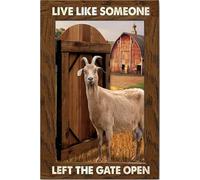 YAASIMOULE Póster y lienzo de cabra con motivación: Vive como si alguien hubiera dejado la puerta abierta, arte de pared para la vida rural, decoración del hogar para amantes de los granjeros.