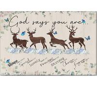 YAASIMOULE Póster y lienzo de ciervo Dios dice que eres, arte de pared, decoración del hogar, regalo de cumpleaños para el Día de la Madre, para una amante, mamá, niña e hija.