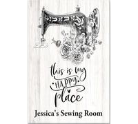 YAASIMOULE Póster y lienzo de costura personalizado Este es mi lugar feliz, arte de pared, decoración del hogar, regalo de cumpleaños para el Día de la Madre para mujeres, mamás y abuelas.