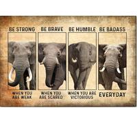 YAASIMOULE Póster y lienzo de elefante Sé fuerte, valiente, arte de pared, decoración del hogar, regalo de cumpleaños para un ser querido
