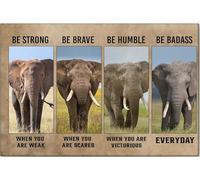 YAASIMOULE Póster y lienzo de elefante Sé fuerte y valiente, arte de pared, decoración del hogar, regalo de cumpleaños