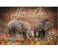 YAASIMOULE Póster y lienzo de elefante Tú y yo, tenemos esto, arte de pared, decoración del hogar, Día de la Madre, regalo de San Valentín para pareja, papá y mamá.