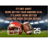 YAASIMOULE Póster y lienzo de fútbol personalizado: No se trata de ser mejor, arte de pared con nombre y número personalizados, decoración del hogar para hijo o hijo de mamá.