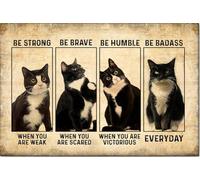 YAASIMOULE Póster y lienzo de gato esmoquin: Sé fuerte y valiente, arte de pared, decoración del hogar, Día de la Madre, regalo del padre para tu pareja, mamá y papá.