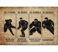 YAASIMOULE Póster y lienzo de hockey Sé fuerte y valiente, arte de pared, decoración del hogar, regalo de cumpleaños para el Día del Padre, papá, esposo, niño e hijo.