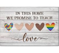 YAASIMOULE Póster y lienzo de igualdad social para el aula. Motivación: En este hogar prometemos enseñar amor y decoración de pared positiva.