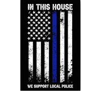 YAASIMOULE Póster y lienzo de la policía: En esta casa apoyamos la bandera local. Arte mural para decoración del hogar.