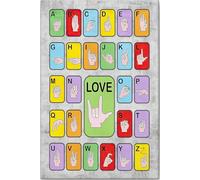 YAASIMOULE Póster y lienzo de lenguaje de señas americano ASL, signos del alfabeto manual, arte de pared, decoración del hogar
