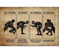 YAASIMOULE Póster y lienzo de lucha libre Sé fuerte y valiente, arte de pared, decoración del hogar, regalo de cumpleaños para el Día del Padre para papá, esposo y novio.