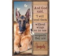 YAASIMOULE Póster y lienzo de pastor alemán: Dios dijo que son ángeles, arte de pared, decoración del hogar, regalo de cumpleaños para el Día de la Madre, amante de los perros, mamá y niña.