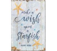 YAASIMOULE Póster y lienzo de playa personalizado inspirador: Pide un deseo sobre una estrella de mar, arte de pared rústico con nombre personalizado, decoración del hogar para mujeres