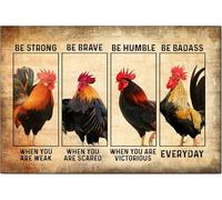 YAASIMOULE Póster y lienzo de pollo asado, sé fuerte y valiente, arte de pared, decoración del hogar, regalo de cumpleaños para amantes de los granjeros