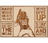 YAASIMOULE Póster y lienzo de softbol personalizado con frase Nunca te rindas, arte de pared con nombre y número personalizados, decoración del hogar para hija y niña.