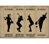 YAASIMOULE Póster y lienzo de softbol Sé fuerte, valiente, arte de pared, decoración del hogar, regalo de cumpleaños para niña e hija de mamá y papá