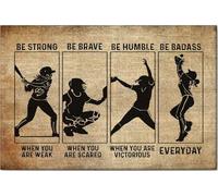 YAASIMOULE Póster y lienzo de softbol Sé fuerte y valiente, arte de pared, decoración del hogar, regalo de cumpleaños para el Día de la Madre para mamá, niña e hija.