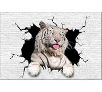 YAASIMOULE Póster y lienzo de tigre blanco con una bonita grieta en la pared, decoración del hogar