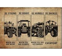 YAASIMOULE Póster y lienzo de tractor Sé fuerte y valiente, arte de pared, decoración del hogar, regalo de cumpleaños para el Día del Padre para papá, esposo y novio.