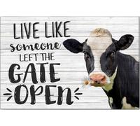 YAASIMOULE Póster y lienzo de vaca: Vive como si alguien hubiera dejado la puerta abierta. Arte de pared para decoración del hogar.