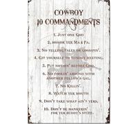 YAASIMOULE Póster y lienzo de vaquero: Los 10 mandamientos, estilo country, western, sureño, decoración del hogar para vaqueras, maridos y esposas.