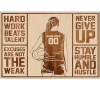 YAASIMOULE Póster y lienzo de voleibol personalizado Nunca te rindas, cita inspiradora, arte de pared con nombre y número personalizados, decoración del hogar para hija y niña.