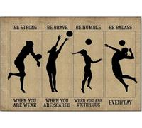 YAASIMOULE Póster y lienzo de voleibol Sé fuerte, valiente, arte de pared, decoración del hogar, regalo de cumpleaños para niña e hija de mamá y papá