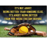 YAASIMOULE Póster y lienzo decorativo para pared con frase inspiradora El sóftbol no se trata de ser mejor que los demás.